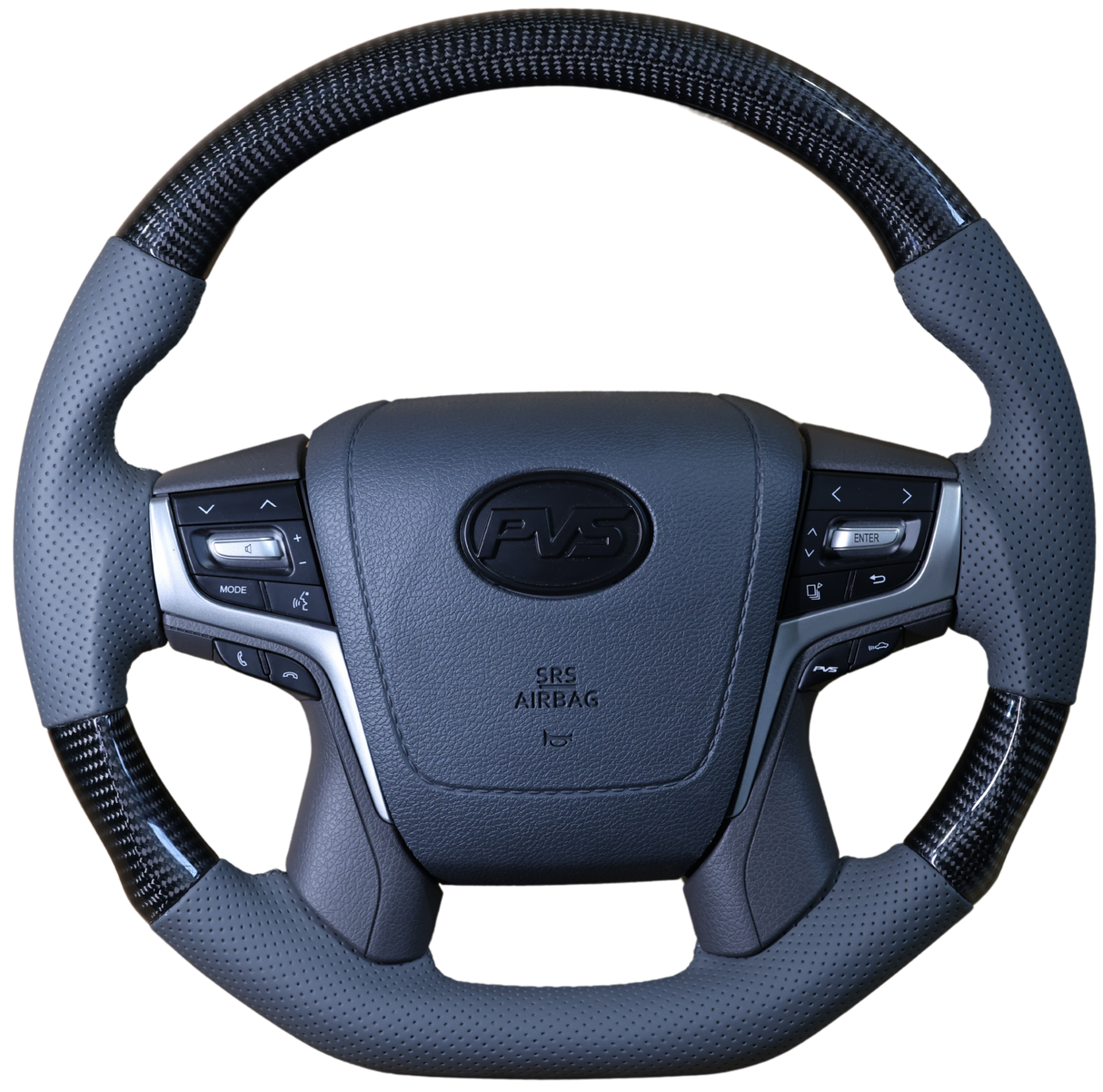 Elite Flat Bottom Carbon Grey Leather 200 Style Steering Wheel Upgrade Kit for Toyota