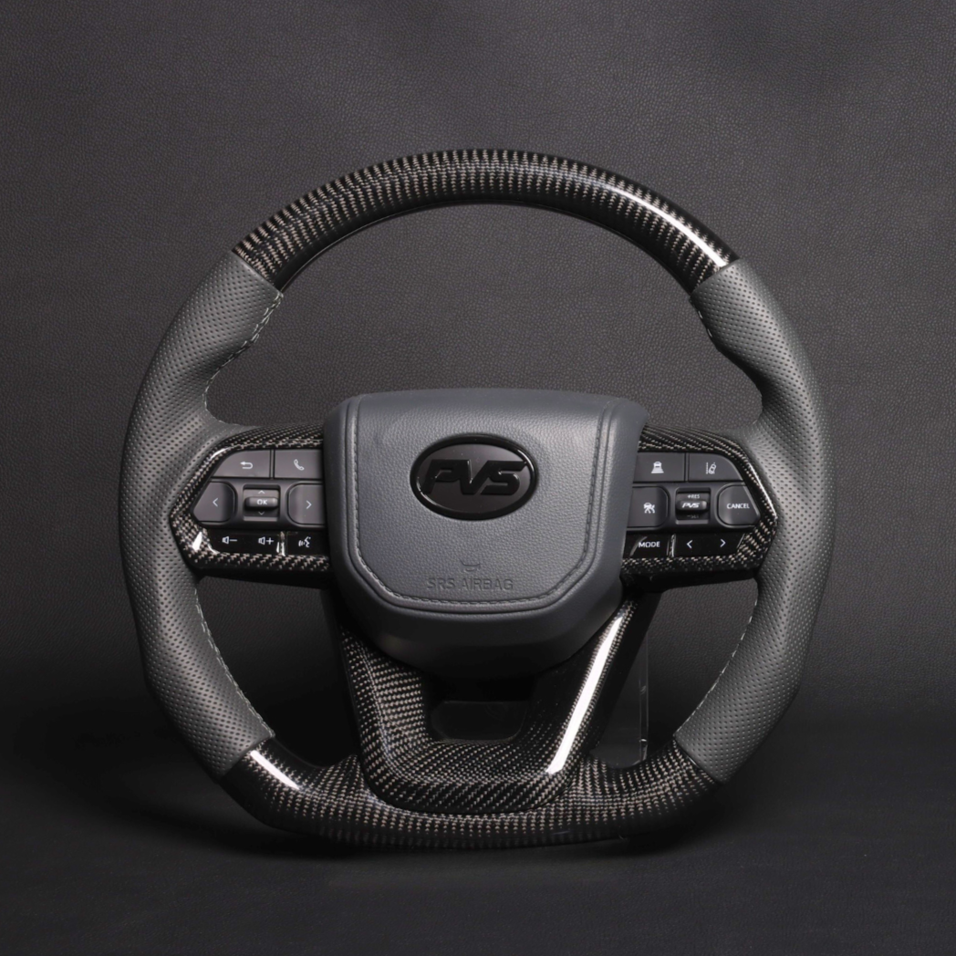 Elite Traditional Carbon Grey Leather 300 Style Steering Wheel Upgrade Kit for Toyota