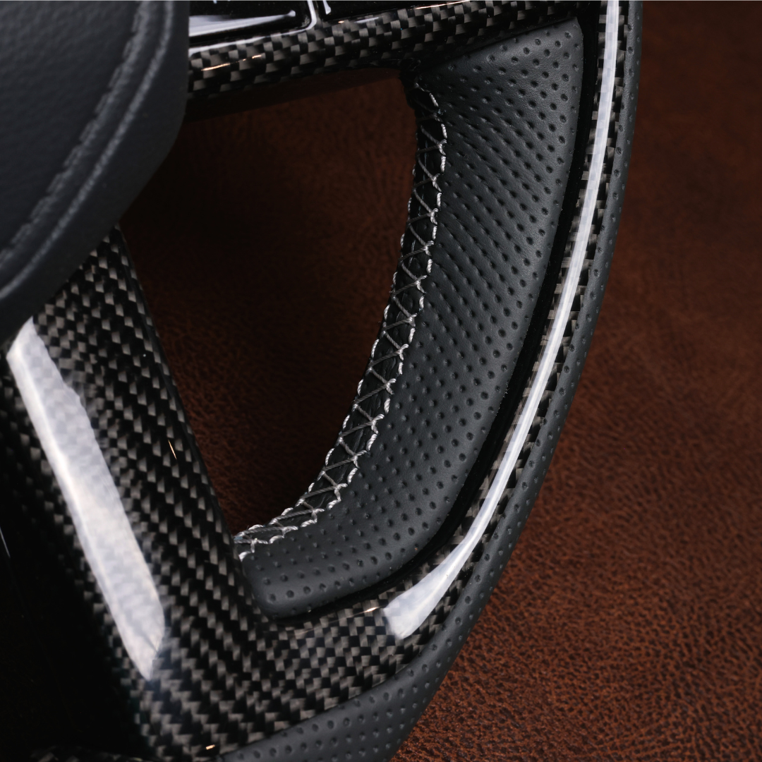 Elite Traditional Carbon Grey Leather Steering Wheel Upgrade Kit for Toyota