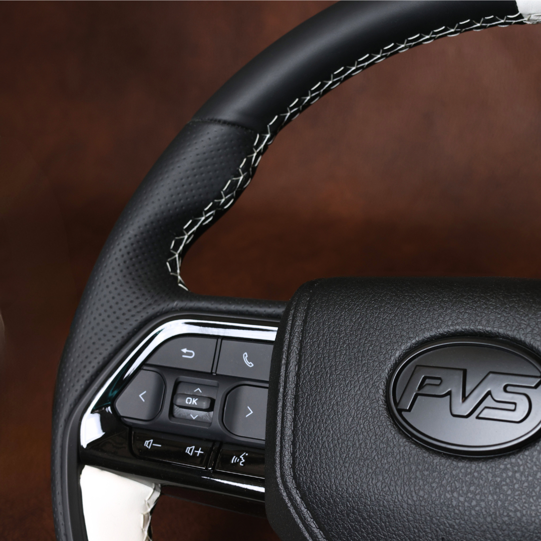 Vanilla White Limited Edition Leather Steering Wheel Upgrade Kit for Toyota