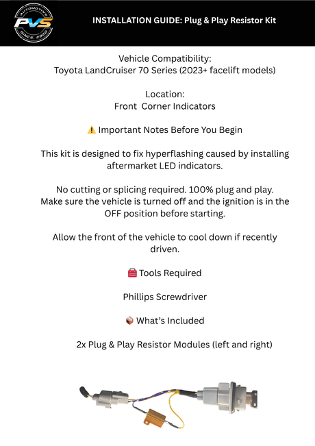 Indicator Resistor Wiring for Toyota LandCruiser 70 Series (2023+)