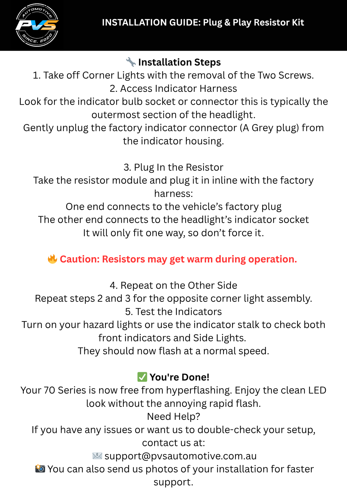 Indicator Resistor Wiring for Toyota LandCruiser 70 Series (2023+)