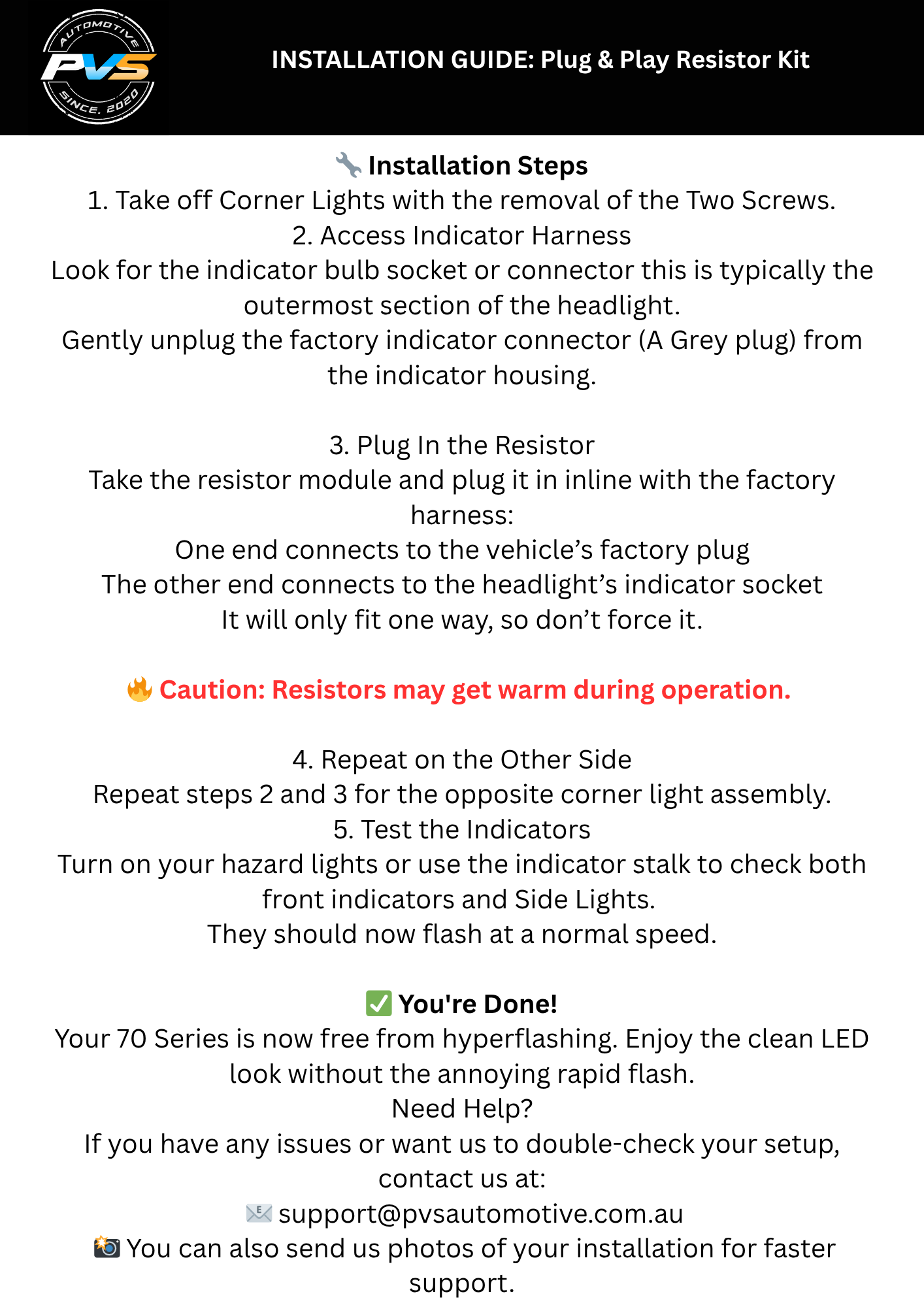 Indicator Resistor Wiring for Toyota LandCruiser 70 Series (2023+)