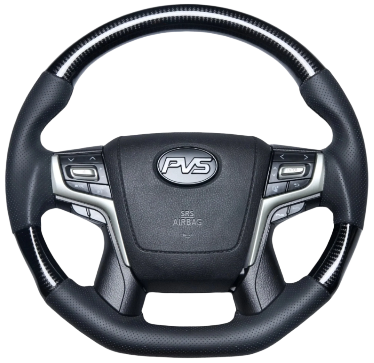 Elite Flat Bottom Carbon Black Perforated 200 Style Leather Steering Wheel Upgrade Kit for Toyota