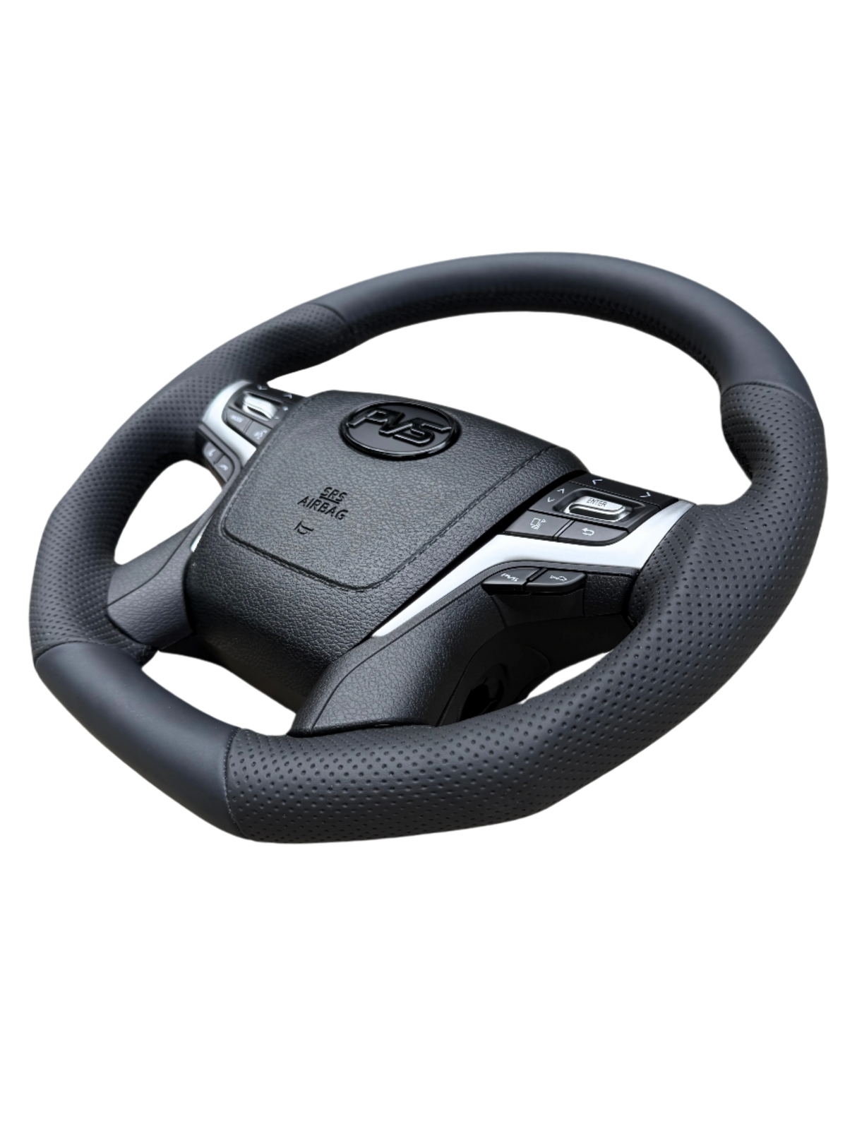 Sports Black Leather with Perforated Sides 200 Style Steering Wheel Upgrade Kit for Toyota