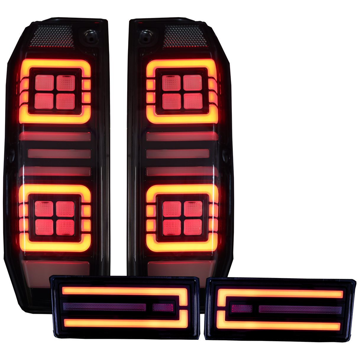 Smoked Halo LED Tail Lights + Rear Bar Lights Plug n Play for Toyota Landcruiser 71/73/75/78 Series