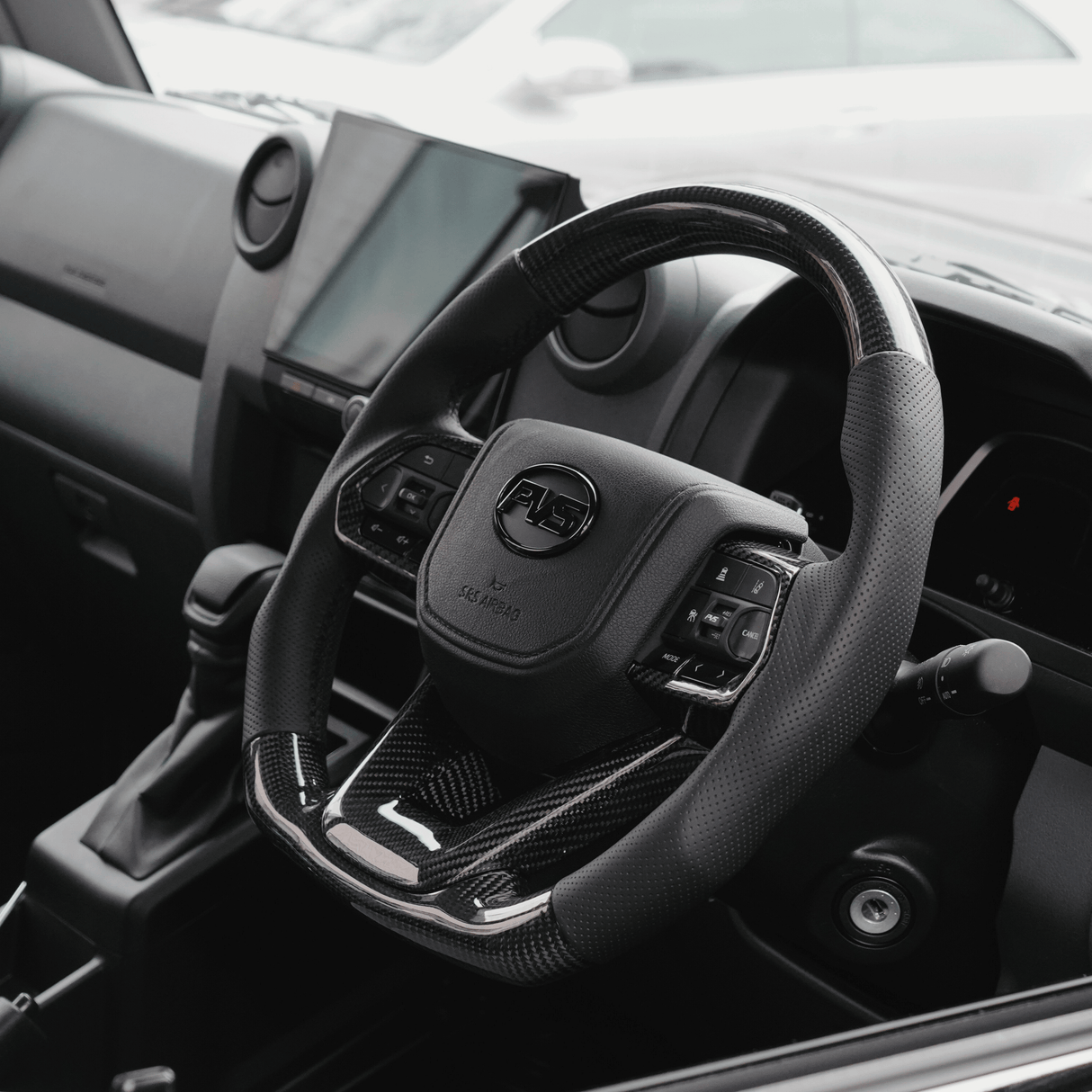 Elite Traditional Carbon Black Leather 300 Style Steering Wheel Upgrade Kit for Toyota