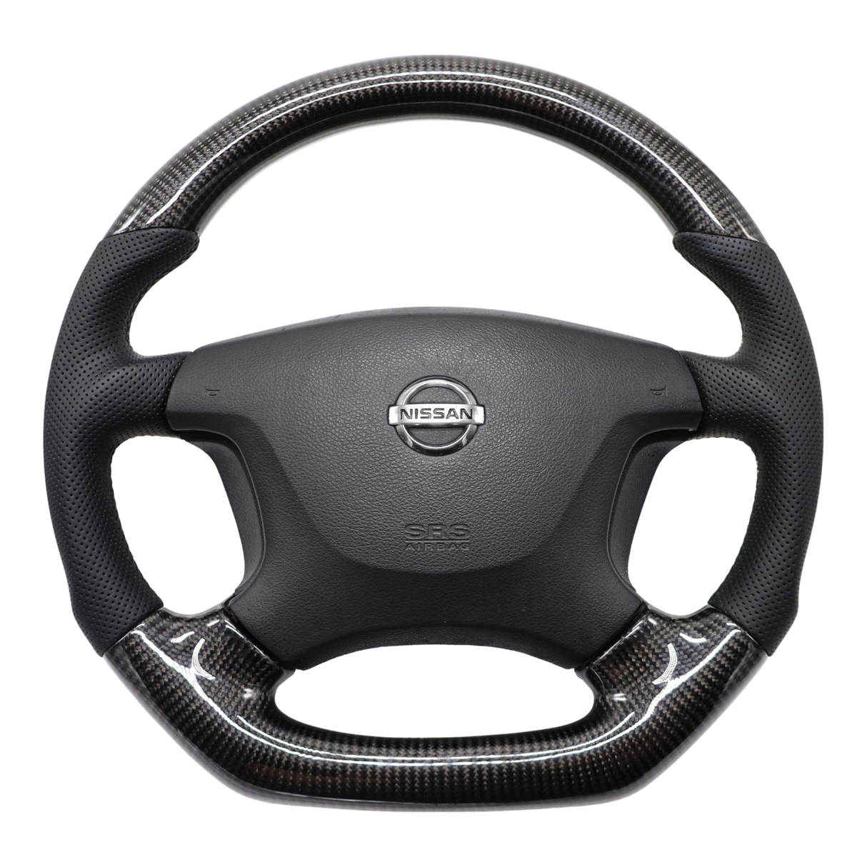 Classic Carbon Black Leather/Perforated Sides Steering Wheel Core for Nissan Y61 GU Patrol