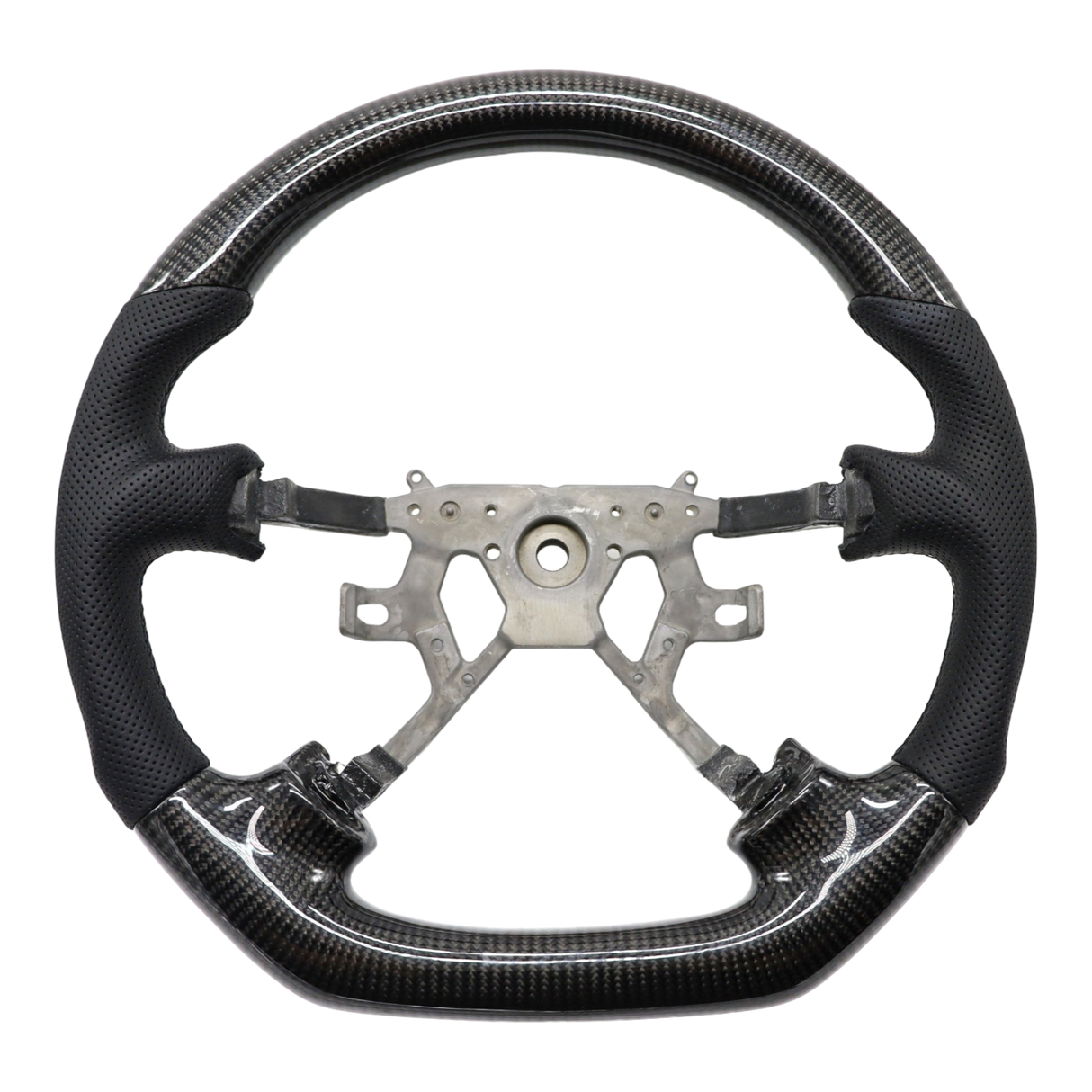 Classic Carbon Black Leather/Perforated Sides Steering Wheel Core for Nissan Y61 GU Patrol