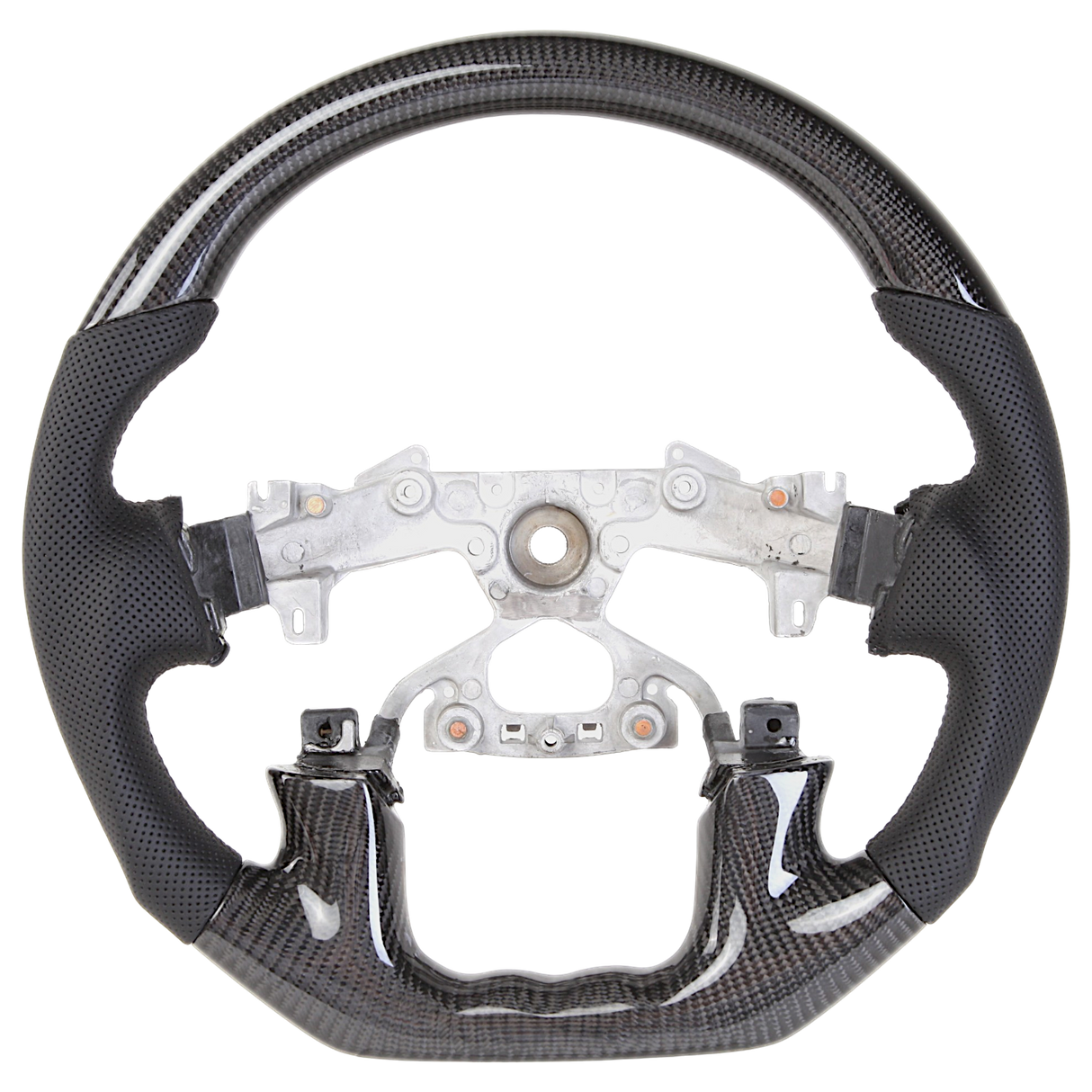 Classic Carbon Black Leather/Perforated Sides Steering Wheel Core to suit Nissan Y62 Patrol (2018-2025)