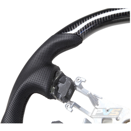 Classic Carbon Black Leather/Perforated Sides Steering Wheel Core to suit Nissan Y62 Patrol (2018-2025)