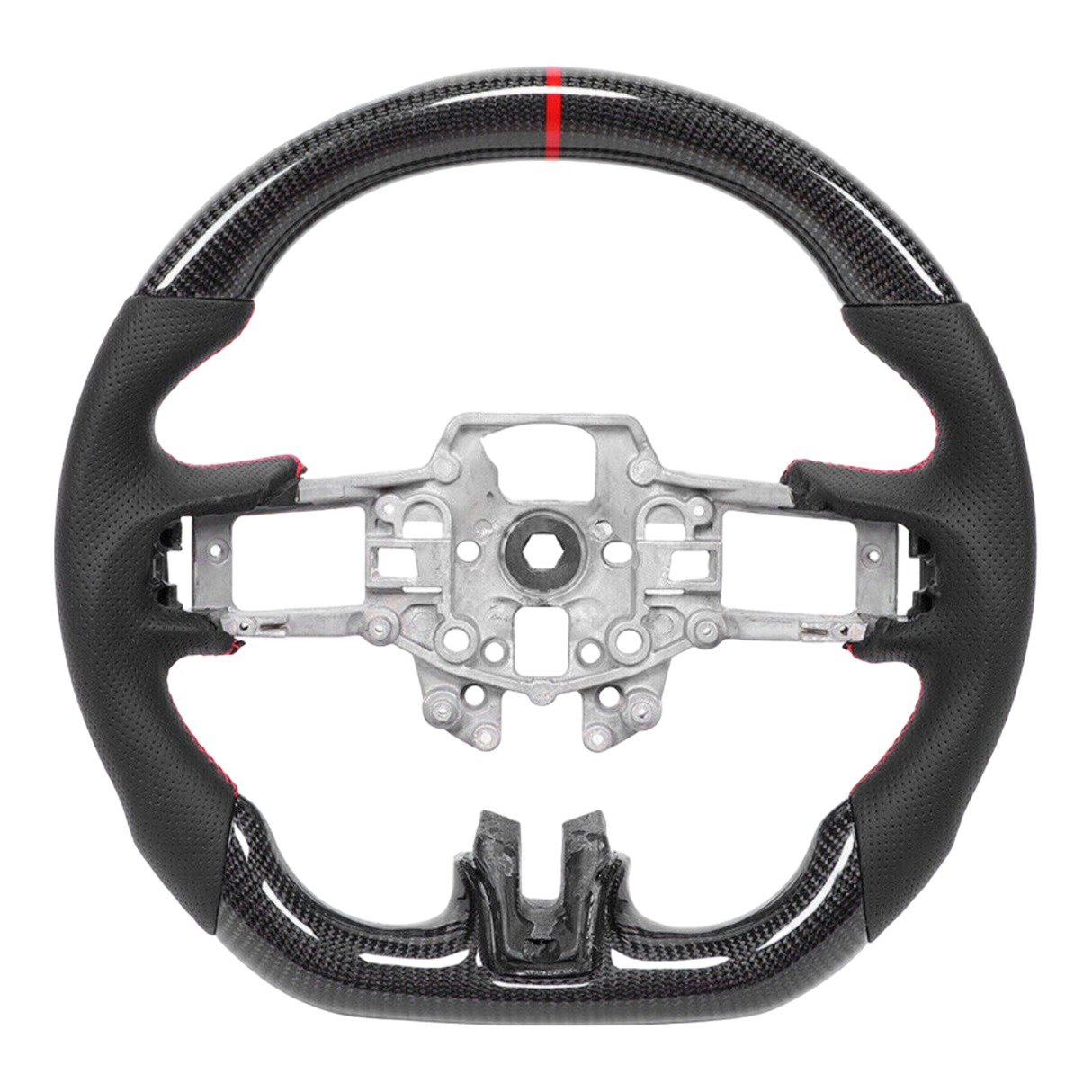 Elite Flat Bottom Traditional Carbon Black Perforated Leather Steering Wheel to suit Ford Mustang GT