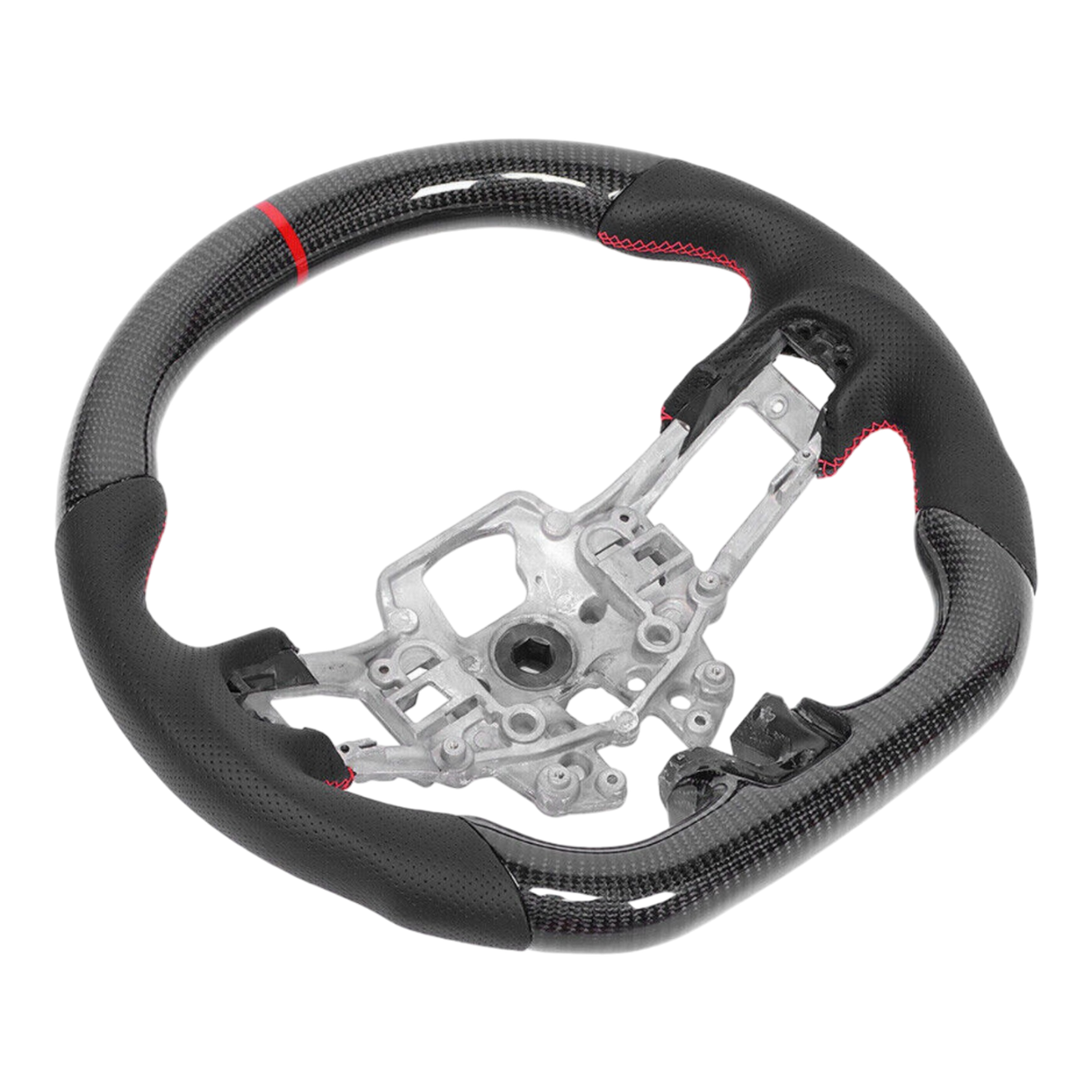 Elite Flat Bottom Traditional Carbon Black Perforated Leather Steering Wheel to suit Ford Mustang GT