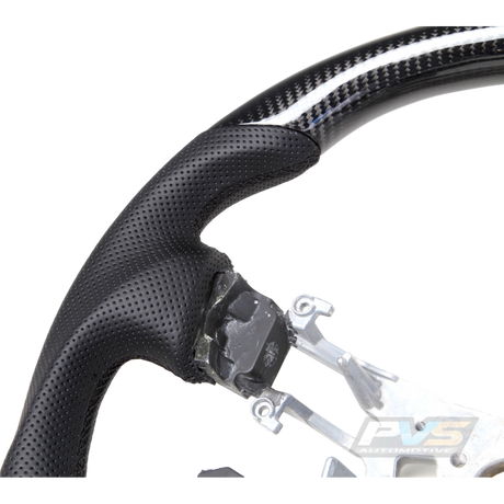 Classic Carbon Black Leather/Perforated Sides Steering Wheel Core to suit Nissan Y62 Patrol (2013-2017)