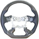 Traditional Carbon Blue Stitch Flat Bottom Leather Steering Wheel to suit Mitsubishi Triton MQ/MR Triton