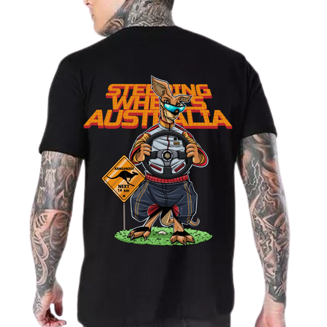 Steering Wheels Australia Black T-Shirt