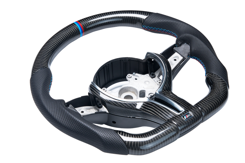 Elite Flat Bottom Carbon Black Leather with Perforated Sides Steering wheel to Suit BMW F Chassis **PRE-ORDER FOR APRIL**