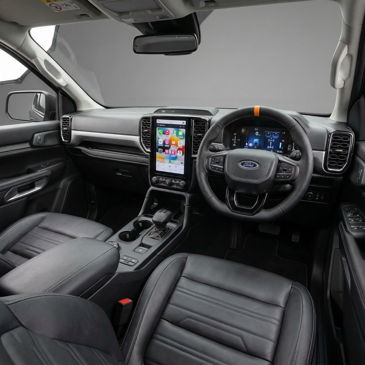 Sports Black Leather With Perforated Sides (Heated) Raptor Style Steering Wheel to suit Ford Ranger PX4