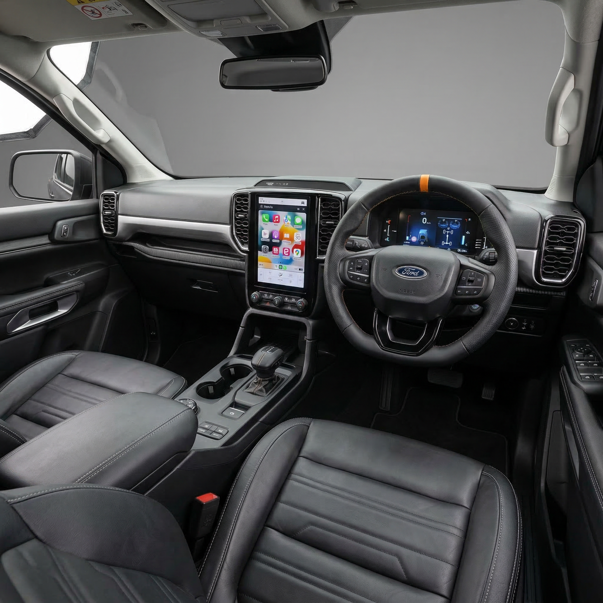 Sports Black Leather With Perforated Sides (Heated) Raptor Style Steering Wheel to suit Ford Ranger PX4