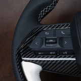White Elite Traditional Carbon Black Leather V6 Steering Wheel Upgrade Kit for Toyota