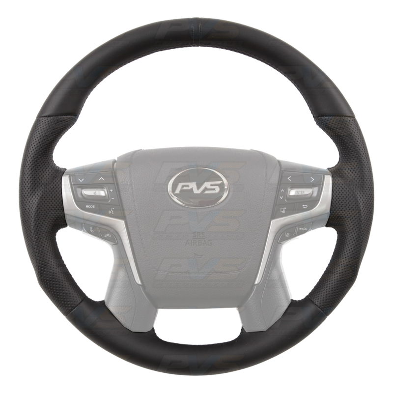 Sports Black Leather with Perforated Sides Steering Wheel Core for 150 Prado & 200 Series LandCruiser 2016-2022 *PRE-ORDER FOR MAY**