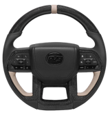 Sandy Taupe Elite Traditional Carbon Black Leather V6 Steering Wheel Upgrade Kit for Toyota