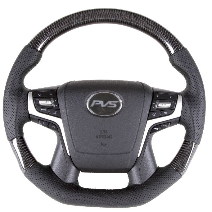 Elite Flat Bottom Carbon Black Perforated Leather Steering Wheel Core for 150 Prado & 200 Series LandCruiser 2016-2022