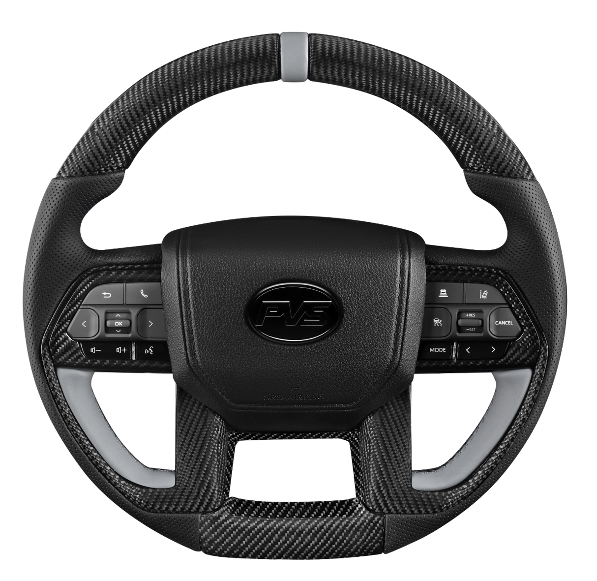 Silver Elite Traditional Carbon Black Leather V6 Steering Wheel Upgrade Kit for Toyota