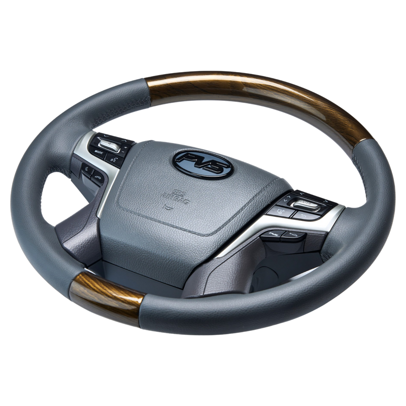 Basic Grey Leather with Wood Grain Steering Wheel Kit **MADE TO ORDER**