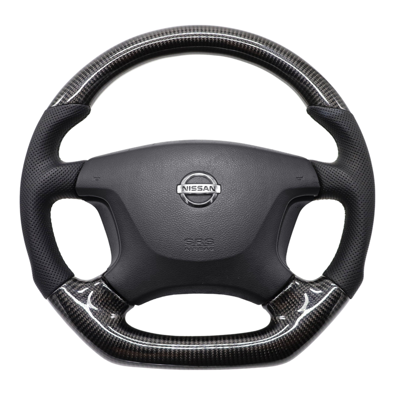 Classic Carbon Black Leather/Perforated Sides Steering Wheel Core for Nissan Y61 GU Patrol **PRE-ORDER FOR MAY**