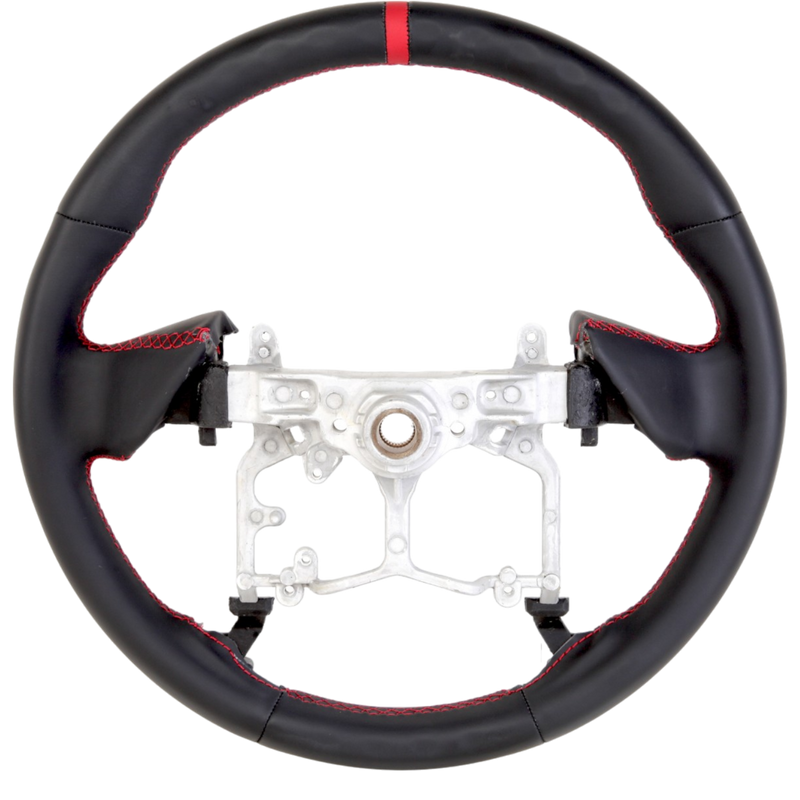 Sports Black Napa Leather with Red Stitch & Red Stripe Steering Wheel Core to Suit Toyota 150 Series Prado/Tundra/4Runner