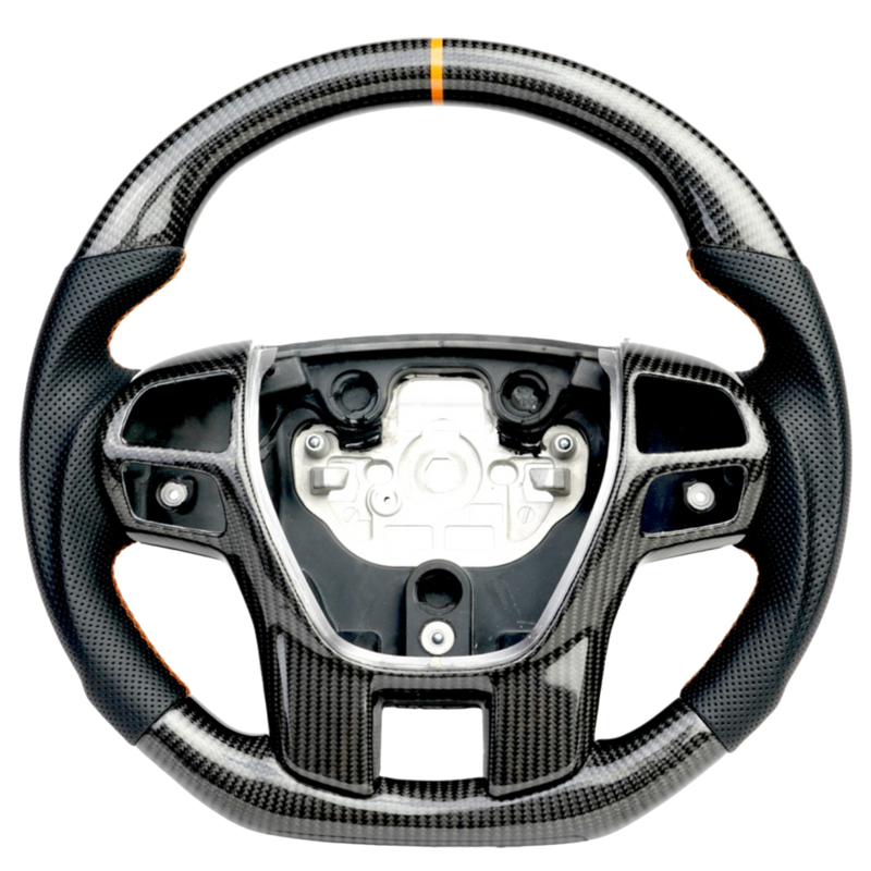 Classic Carbon with Orange Stitch and Stripe Wildtrak Style Steering Wheel to suit Ford Ranger PX2/PX3/EVEREST