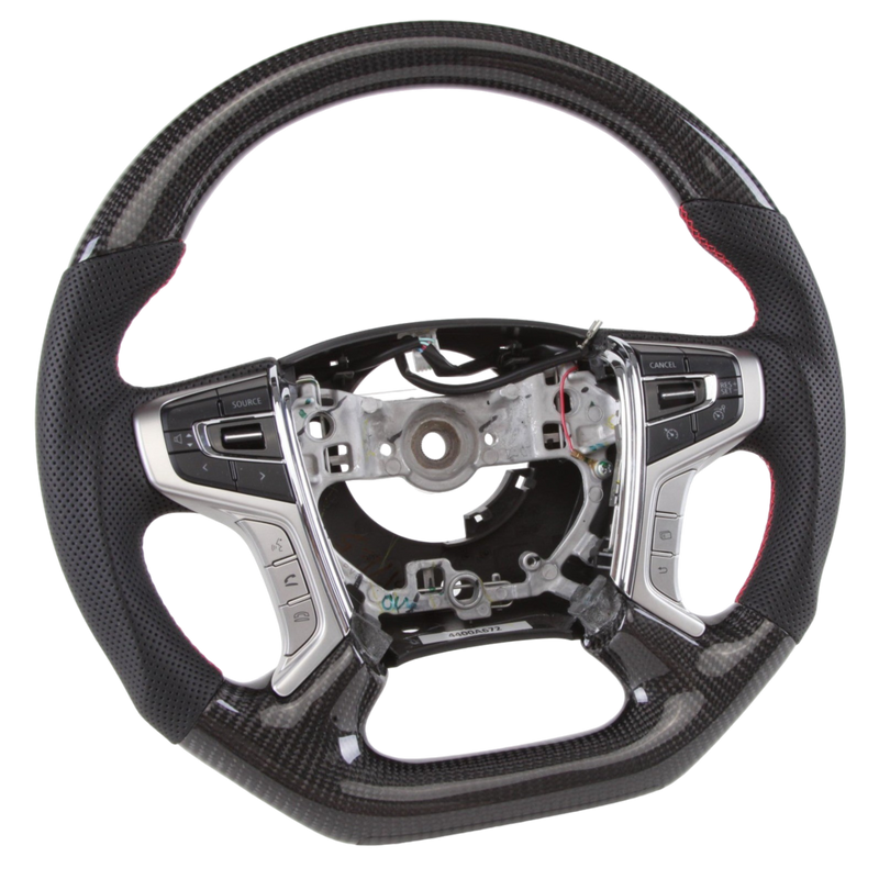Classic Carbon Flat Bottom Leather Steering Wheel to suit Mitsubishi MQ/MR Triton **PRE-ORDER FOR MAY**