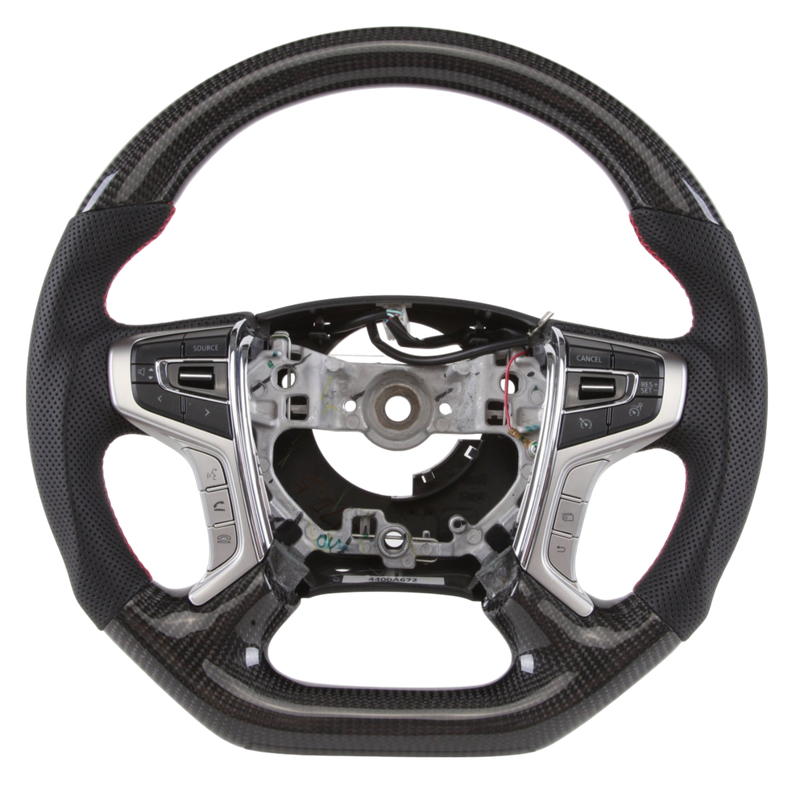 Classic Carbon Flat Bottom Leather Steering Wheel to suit Mitsubishi MQ/MR Triton **PRE-ORDER FOR APRIL**