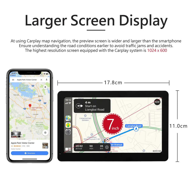 Wireless Apple CarPlay and Android Auto Car Stereo, 7'' IPS Touchscreen Multimedia Player & Bluetooth 5.0 Audio Hands Free Calling, Mirror Link/GPS/Siri/Google/Waze/GPS