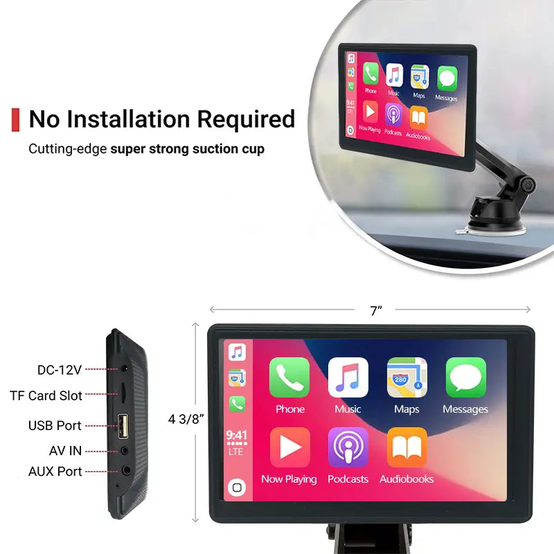 Wireless Apple CarPlay and Android Auto Car Stereo, 7'' IPS Touchscreen Multimedia Player & Bluetooth 5.0 Audio Hands Free Calling, Mirror Link/GPS/Siri/Google/Waze/GPS