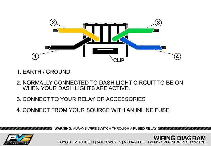 Horizontal White LED Push Switch to suit Toyota Hilux Hiace FJ Cruiser Prado 70 Series LandCruiser